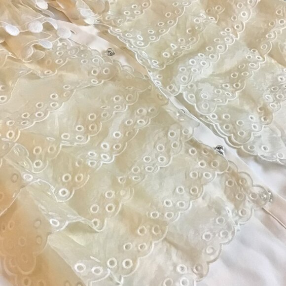 TORY BURCH Cream Victorian Style Ruffle Silk Long Sleeve Blouse - Picture 6 of 13